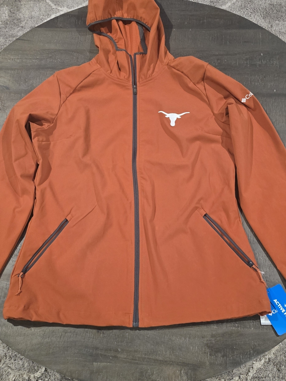 Columbia Orange Hooded Windbreaker with White Longhorn Logo